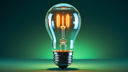 Light bulb on a dark light green background.