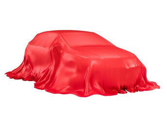 Car Covered with Cloth 3D Render on Transparent Background