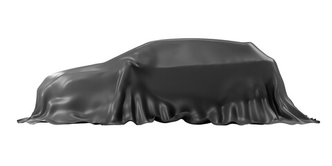 Car Covered with Cloth 3D Render on Transparent Background