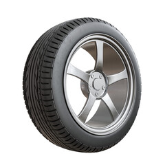 Obraz premium Single of Alloy Wheels with Tires 3D Render on Transparent Background