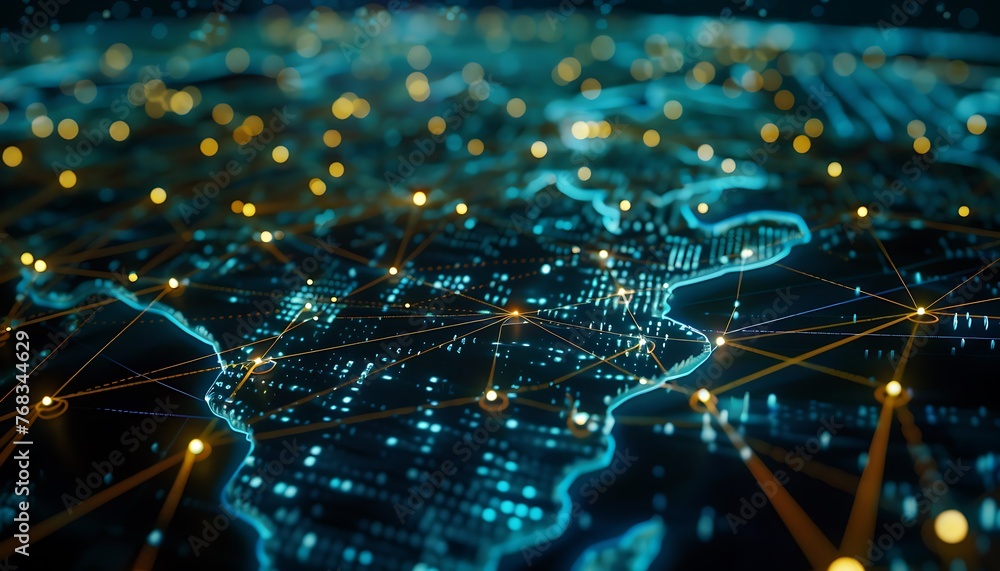 Aufkleber interconnected worlds, exploring a global supply chain through 3d holography