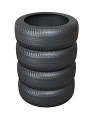 Car Tire 3D Render on Transparent Background