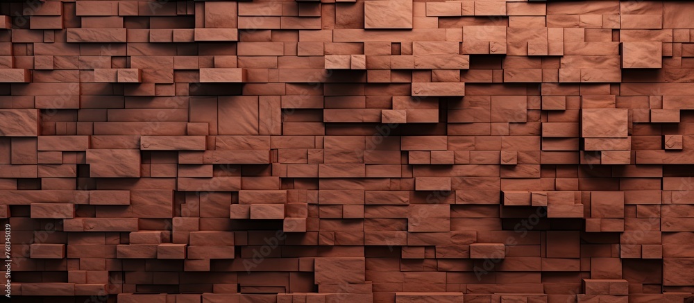 Aufkleber simple background featuring a wall constructed of numerous brown squares in a geometric pattern