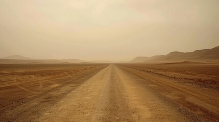 Fototapeta na wymiar Desolate empty road stretching through a desert. Road travel on vacation. Relax trip in holiday