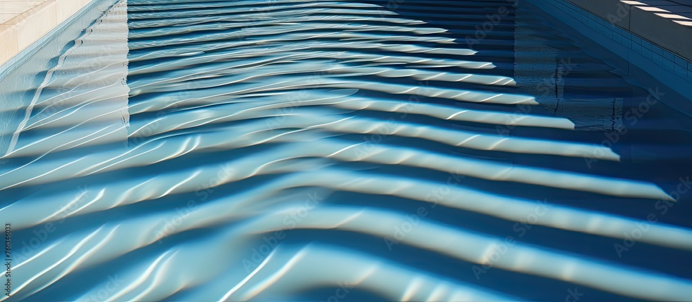 Poster a mesmerizing closeup of a liquid azure pool with electric blue waves, creating a stunning pattern o