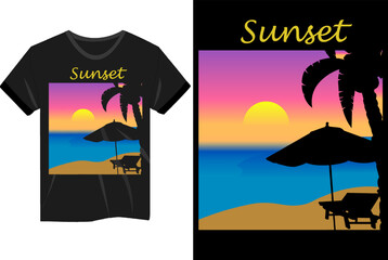Sunset in the Beach T Shirt Design