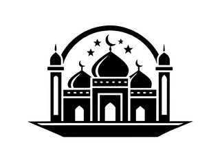 Fototapeta na wymiar Minimalist vector of a mosque/masjid. Can be used for islamic prayer room symbol.