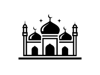 Fototapeta na wymiar Minimalist vector of a mosque/masjid. Can be used for islamic prayer room symbol.