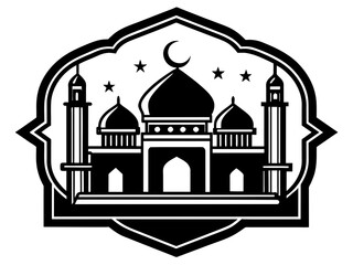 Minimalist vector of a mosque/masjid. Can be used for islamic prayer room symbol.