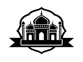 Fototapeta premium Minimalist vector of a mosque/masjid. Can be used for islamic prayer room symbol.