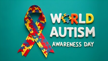 World Autism Awareness and Pride Day: Puzzle Pattern Ribbon