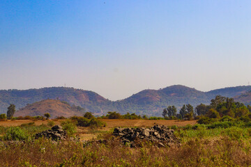 Landscape With Green Trees With Big Mountain Hills