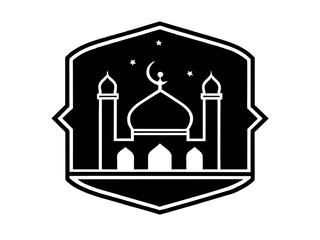 Minimalist vector of a mosque/masjid. Can be used for islamic prayer room symbol.