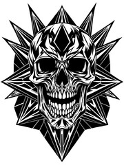 Obraz premium Hard rock metal skull with horns.