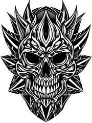 Obraz premium Hard rock metal skull with horns.