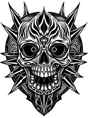 Obraz premium Hard rock metal skull with horns.