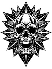 Obraz premium Hard rock metal skull with horns.