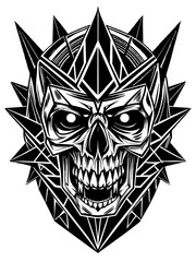 Obraz premium Hard rock metal skull with horns.