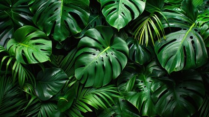 Exotic Tropical Palm Leaves in Vibrant Green for Nature and Travel Backgrounds