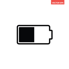 Black single green battery charging line icons, simple power source filling in flat design pictogram infographics vector pictogram, app web button ui interface element isolated on white background