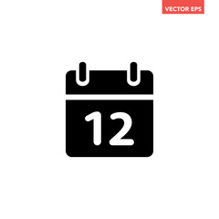Black single calendar icon, simple physical record sign flat design illustration pictogram vector for app ads web banner button ui ux interface elements isolated on white background