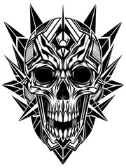 Obraz premium Hard rock metal skull with horns.