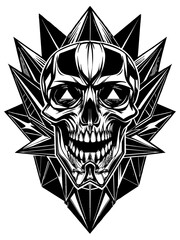 Hard rock metal skull with horns.