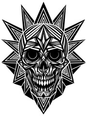 Obraz premium Hard rock metal skull with horns.