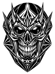 Obraz premium Hard rock metal skull with horns.