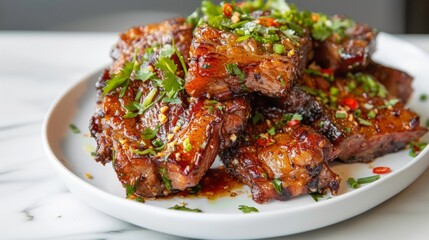 Fototapeta premium Fried Pork Belly with Fish Sauce