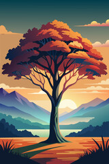 Highly detailed vector of a tree.