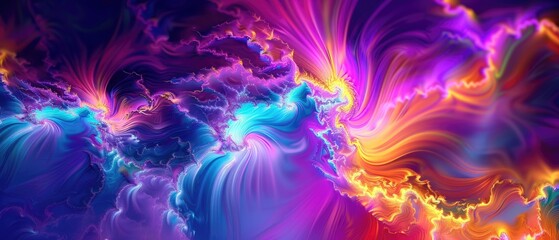 Fantasy chaotic colorful fractal pattern. Abstract fractal shapes. 3D rendering illustration background or wallpaper. - obrazy, fototapety, plakaty