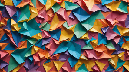 a sea of colorful origami