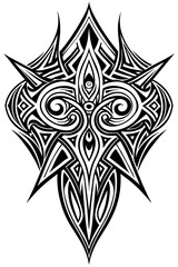 Obraz premium Minimalist tribal vector. Black and white color.
