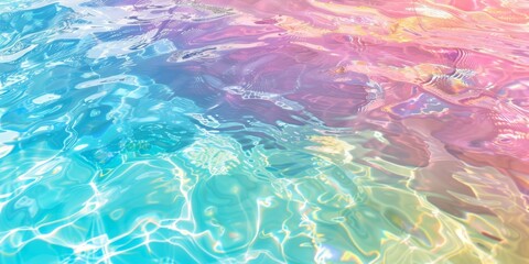 Fototapeta na wymiar Rainbow Swimming pool water texture Background in bright and airy in rainbow colors created with Generative AI Technology