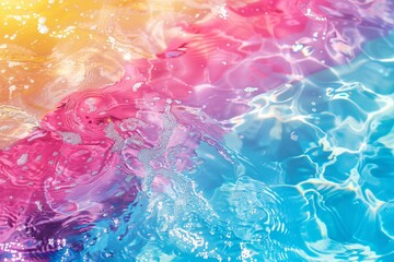 Rainbow Swimming pool water texture Background in bright and airy in rainbow colors created with Generative AI Technology