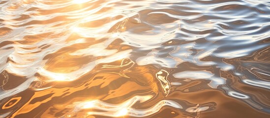 An artistic landscape painting capturing a close up of brown liquid water with the sun reflected on it, creating a beautiful and mesmerizing pattern in nature