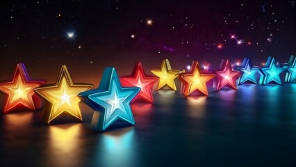 colorful stars, 3d light background, full hdr, real picture