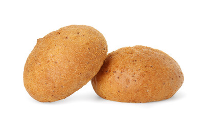 Two fresh hamburger buns isolated on white