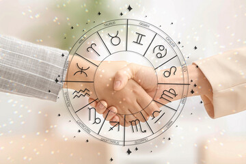 Businesswomen shaking hands during meeting in office