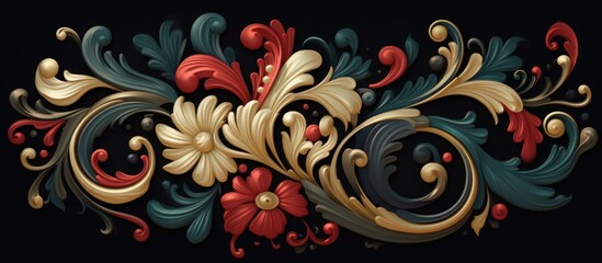 Abstract and intricate design displayed on a solid dark background, showcasing unique patterns and shapes