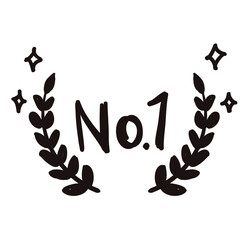 No.1 ランキングアイコンの月桂樹フレーム　黒
