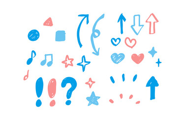 落書き風　矢印や強調などのあしらいセット