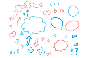 手描き風　矢印や吹き出しやリボン素材セット