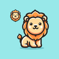 Lion Mascot Logo Illustration Chibi is awesome logo, mascot or illustration for your product, company or bussiness