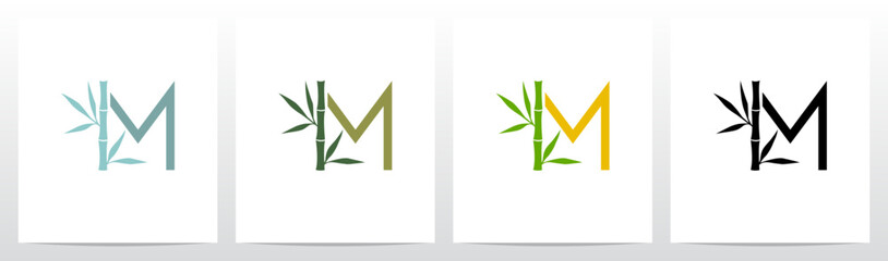 Bamboo On Letter Initial Logo Design M