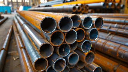 stack of steel pipes , generative ai