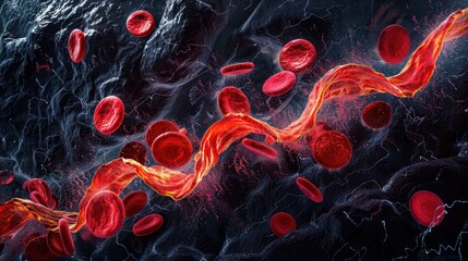Captivating Electron Microscopy Visualization of Blood Vessel Structures in Vibrant Color and Detail - obrazy, fototapety, plakaty