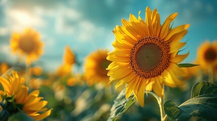 Golden Fields: A Serene Landscape of Blooming Sunflowers