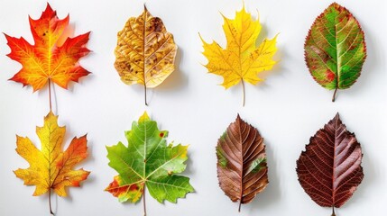 Autumn Foliage Set: Colorful Leaves on White Background